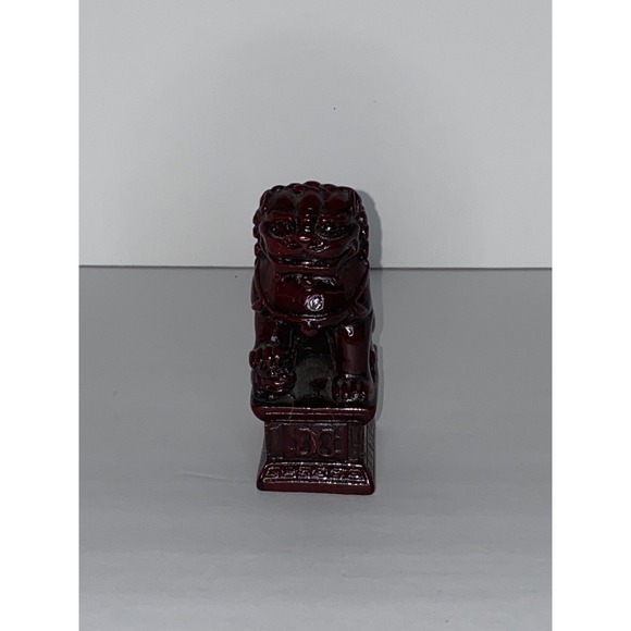 Other - Chinese Foo Fu Temple Guardian Lion Dog Heavy Red‎ Resin 4.25" Figurine/Bookend